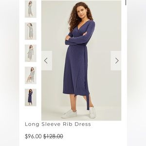 Three dots ribbed wrap dress